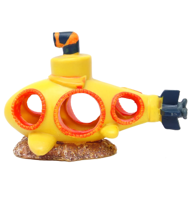 Yellow submarine aquarium ornament